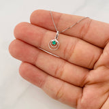 Set Cadena Veneciana + Dije Circulos Esmeralda 6pts / 1.45g / 18 in Oro Blanco 18K