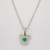 Venetian Chain Set + Bear Pendant Emerald 6pts / 1.35g / 18 in 18K White Gold