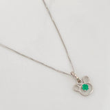 Set Cadena Veneciana + Dije Oso Esmeralda 0.6pts / 1.4g / 18 in Oro Blanco 18K