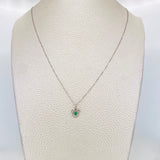 Set Cadena Veneciana + Dije Oso Esmeralda 0.6pts / 1.4g / 18 in Oro Blanco 18K