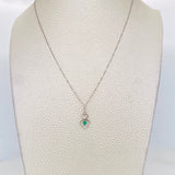 Venetian Chain Set + Hearts Pendant Emerald 8pts / 1.45g / 18 in 18K White Gold