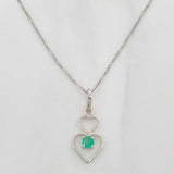 Venetian Chain Set + Hearts Pendant Emerald 8pts / 1.45g / 18 in 18K White Gold