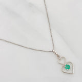 Venetian Chain Set + Hearts Pendant Emerald 8pts / 1.45g / 18 in 18K White Gold