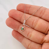 Venetian Chain Set + Hearts Pendant Emerald 8pts / 1.45g / 18 in 18K White Gold