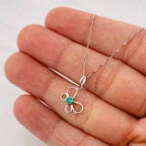 Venetian Chain Set + Emerald Butterfly Pendant 7pts / 1.6g / 18 in White Gold 18K