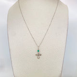 Set Cadena Veneciana + Dije Cruz Esmeralda 8pts / 1.6g / 18 in Oro Blanco 18K
