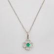 Set Cadena Veneciana + Dije Flor Esmeralda 9pts / 1.55g / 18 in Oro Blanco 18K