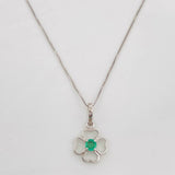 Set Cadena Veneciana + Dije Flor Esmeralda 9pts / 1.55g / 18 in Oro Blanco 18K