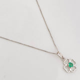 Set Cadena Veneciana + Dije Flor Esmeralda 9pts / 1.55g / 18 in Oro Blanco 18K