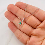 Set Cadena Veneciana + Dije Flor Esmeralda 9pts / 1.55g / 18 in Oro Blanco 18K