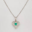 Venetian Chain Set + Double Heart Pendant Emerald 6pts / 1.45g / 18 in 18K White Gold