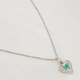 Venetian Chain Set + Double Heart Pendant Emerald 6pts / 1.45g / 18 in 18K White Gold