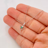 Venetian Chain Set + Double Heart Pendant Emerald 6pts / 1.45g / 18 in 18K White Gold