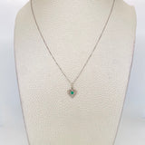 Venetian Chain Set + Double Heart Pendant Emerald 6pts / 1.45g / 18 in 18K White Gold