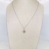 Venetian Chain Set + Flower Pendant Emerald 4pts / 1.45g / 18 in 18K White Gold