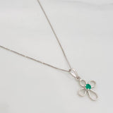 Venetian Chain Set + Cross Pendant Emerald 6pts / 1.45g / 18 in 18K White Gold