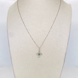 Venetian Chain Set + Cross Pendant Emerald 6pts / 1.45g / 18 in 18K White Gold
