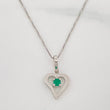 Set Cadena Veneciana + Dije Corazon Curvo Esmeralda 0.6pts / 1.45g / 18 in Oro Blanco 18K
