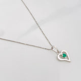 Set Cadena Veneciana + Dije Corazon Esmeralda 6pts / 1.4g / 18 in Oro Blanco 18K