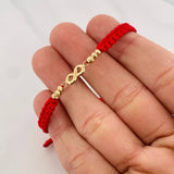 Red Woven Bracelet Infinity Yellow Gold 18K