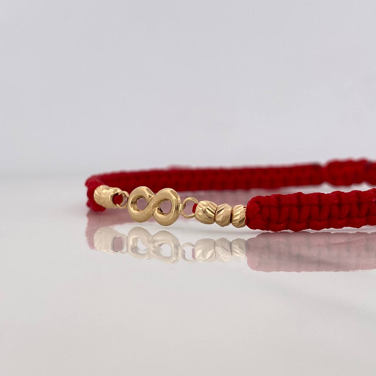 Red Woven Bracelet Infinity Yellow Gold 18K