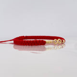 Red Woven Bracelet Infinity Yellow Gold 18K
