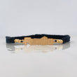 Black Woven Bracelet Charm Family Yellow Gold 18K