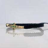 Black Woven Bracelet Dense Cross Yellow Gold 18K