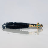 Black Woven Bracelet Dense Cross Yellow Gold 18K
