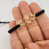 Pulsera Tejida Negra San Miguel Arcangel Oro Amarillo 18K