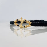Black Woven Bracelet Saint Michael Archangel Yellow Gold 18K