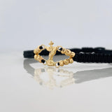 Pulsera Tejida Negra San Miguel Arcangel Oro Amarillo 18K