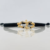 Black Woven Bracelet Saint Michael Archangel Yellow Gold 18K