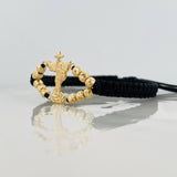 Black Woven Bracelet Saint Michael Archangel Yellow Gold 18K