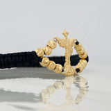 Black Woven Bracelet Saint Michael Archangel Yellow Gold 18K