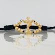 Black Woven Bracelet Saint Michael Archangel Yellow Gold 18K
