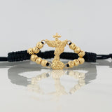 Black Woven Bracelet Saint Michael Archangel Yellow Gold 18K