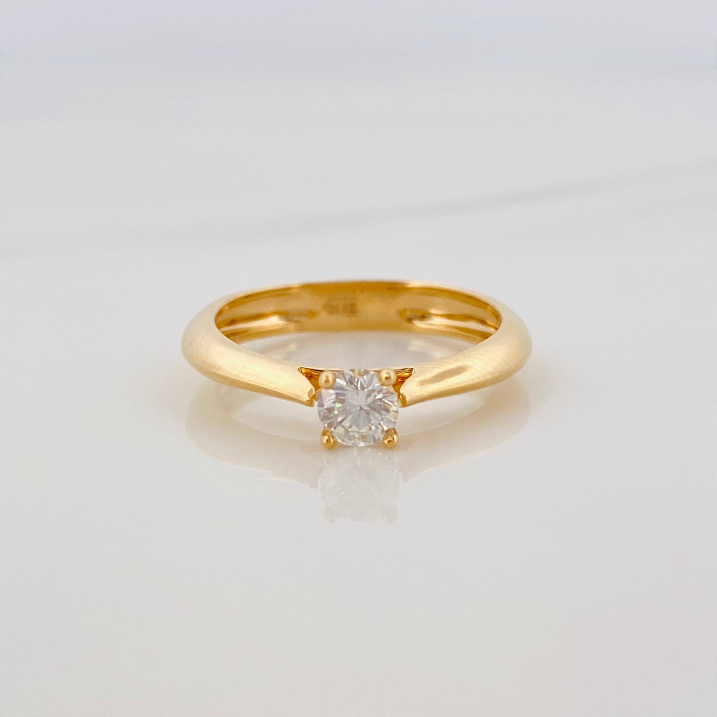 Anillo Solitario Diamantes 26Pts 2.55 g / T6 Oro Amarillo 18K