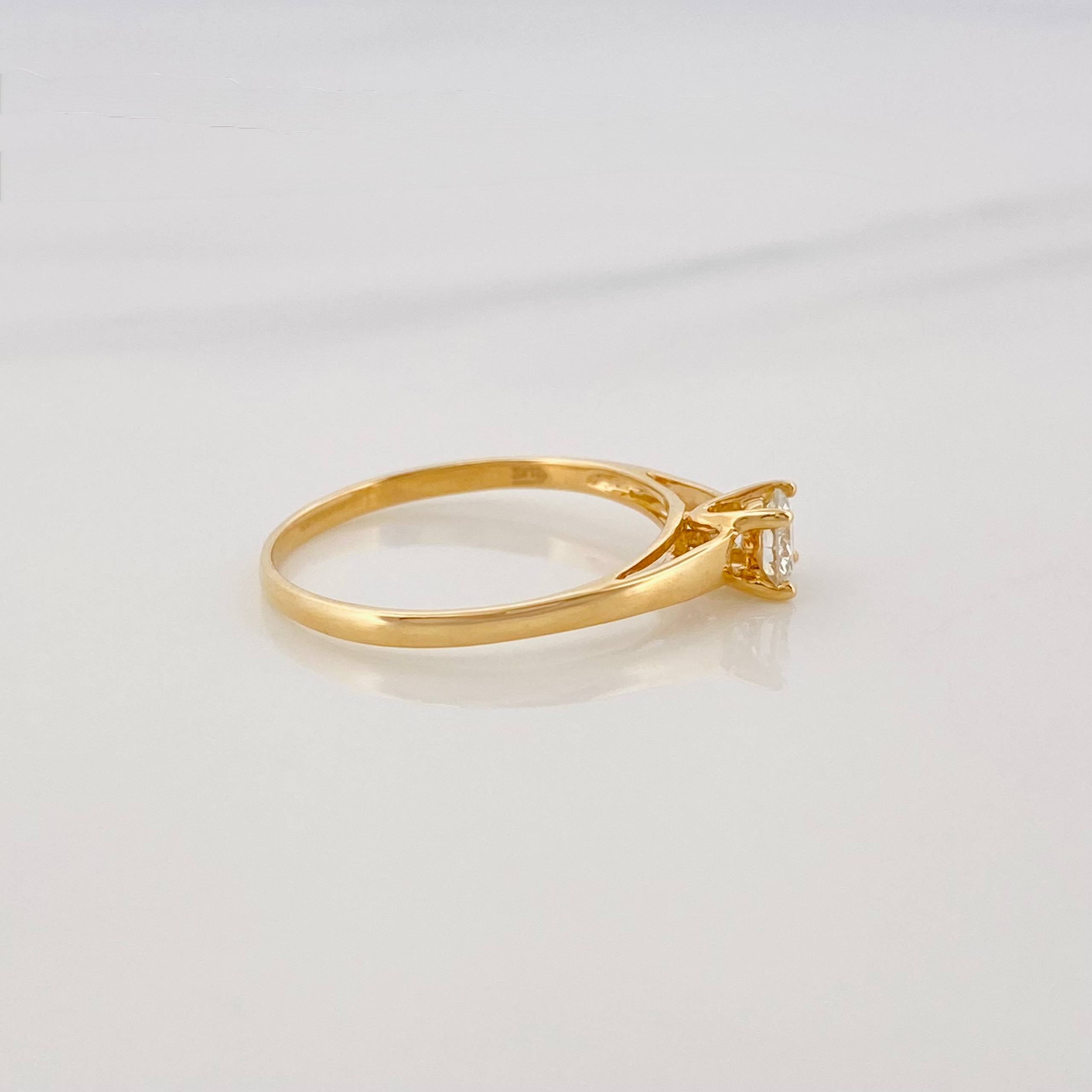 Anillo Solitario Diamantes 25Pts 1.35 g / T6 Oro Amarillo 18K