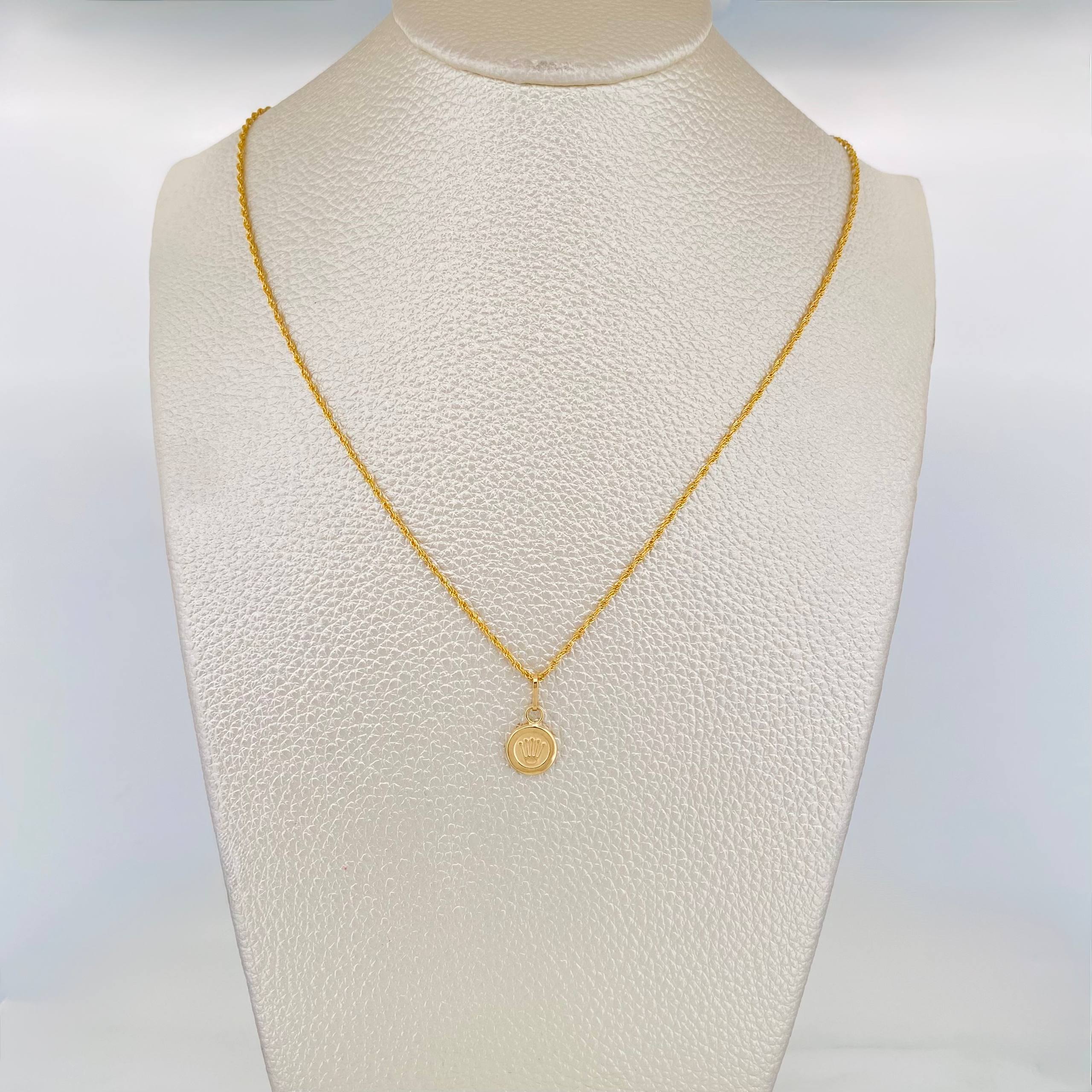 Set Cadena Lazo + Dije Corona / 1.4 g / 19 3/4 in Oro Amarillo 18K