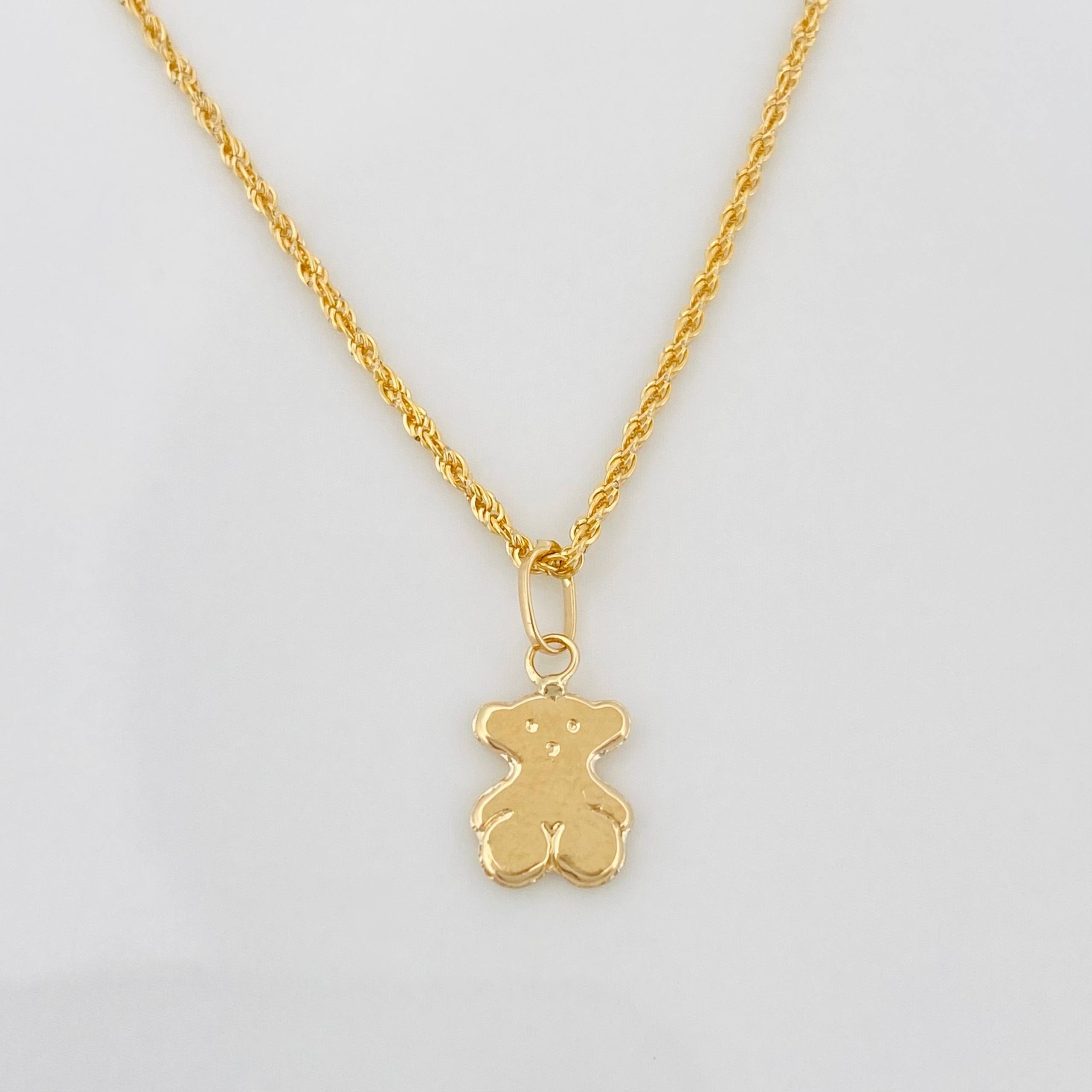 Set Cadena Lazo + Dije Oso Ts / 1.3 g / 17 3/4 in Oro Amarillo 18K