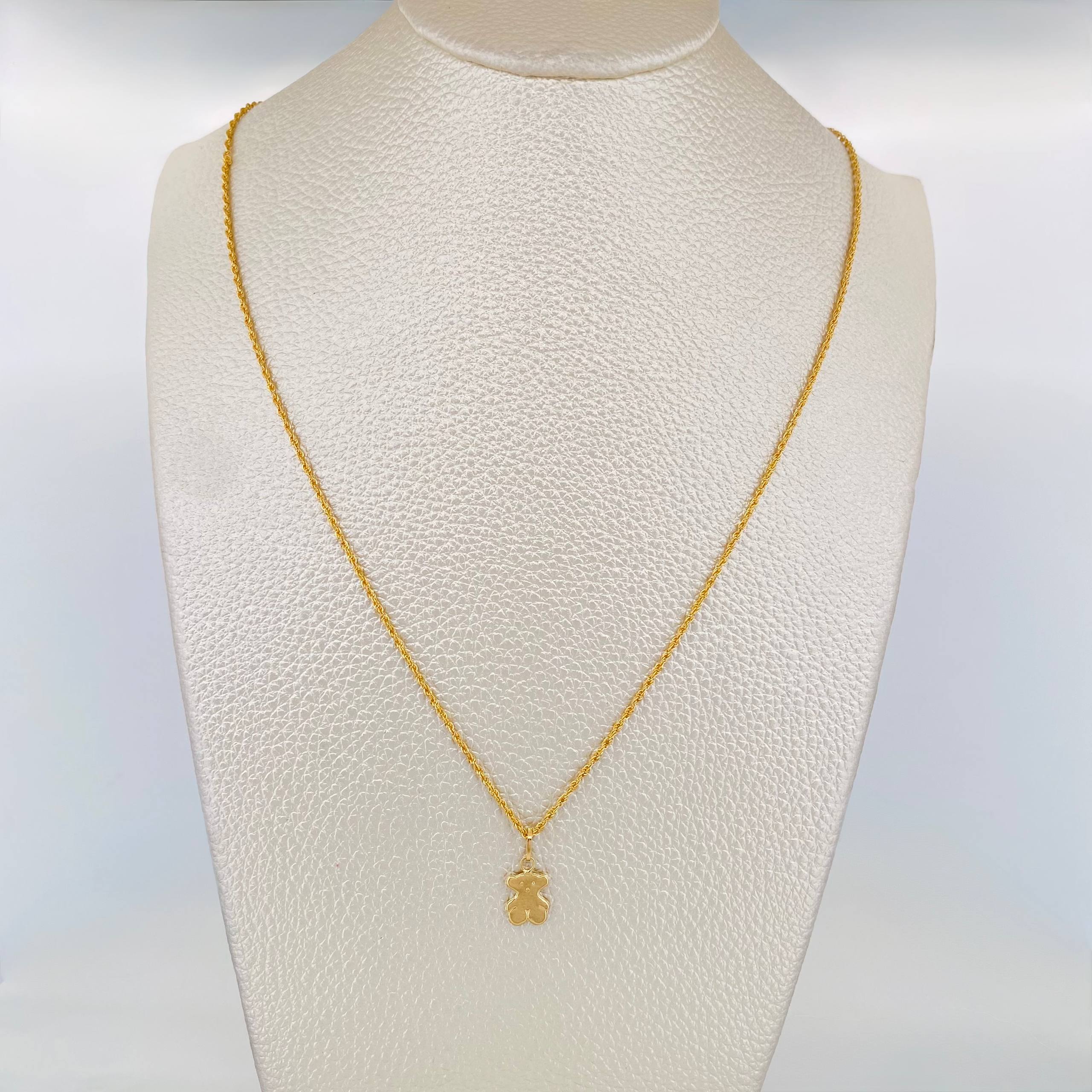 Set Cadena Lazo + Dije Oso Ts / 1.3 g / 17 3/4 in Oro Amarillo 18K