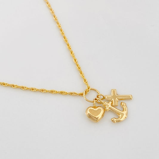 Set Cadena Lazo + Dije Tres Gracias / 1.7 g / 19 3/4 in Oro Amarillo 18K