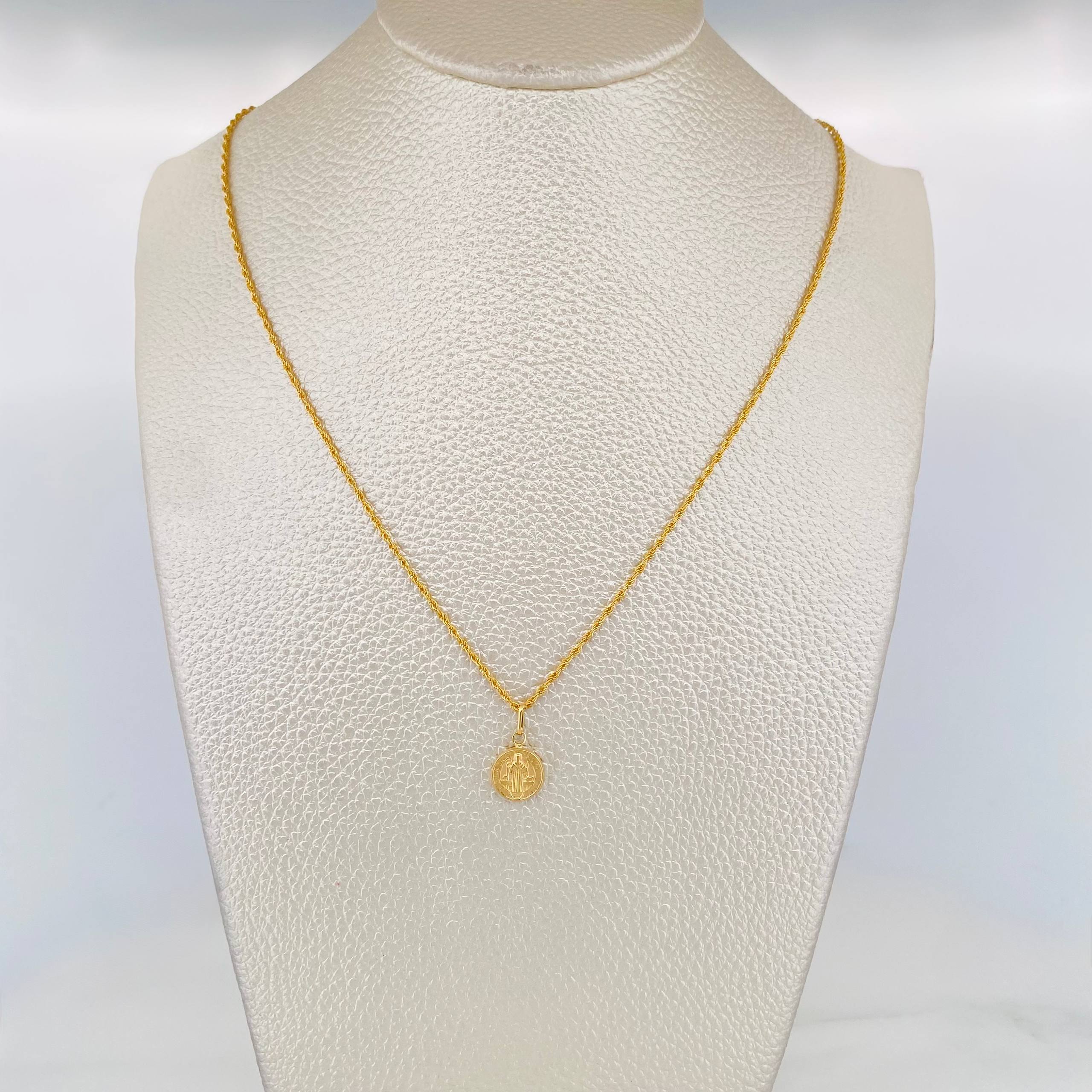 Set Cadena Lazo + Dije San Benito / 1.45 g / 19 3/4 in Oro Amarillo 18K
