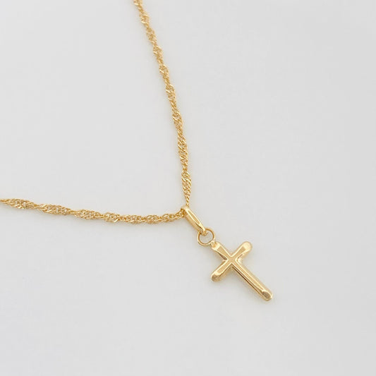 Set Cadena Lazo + Dije Cruz / 1.85 g / 17 3/4 in Oro Amarillo 18K