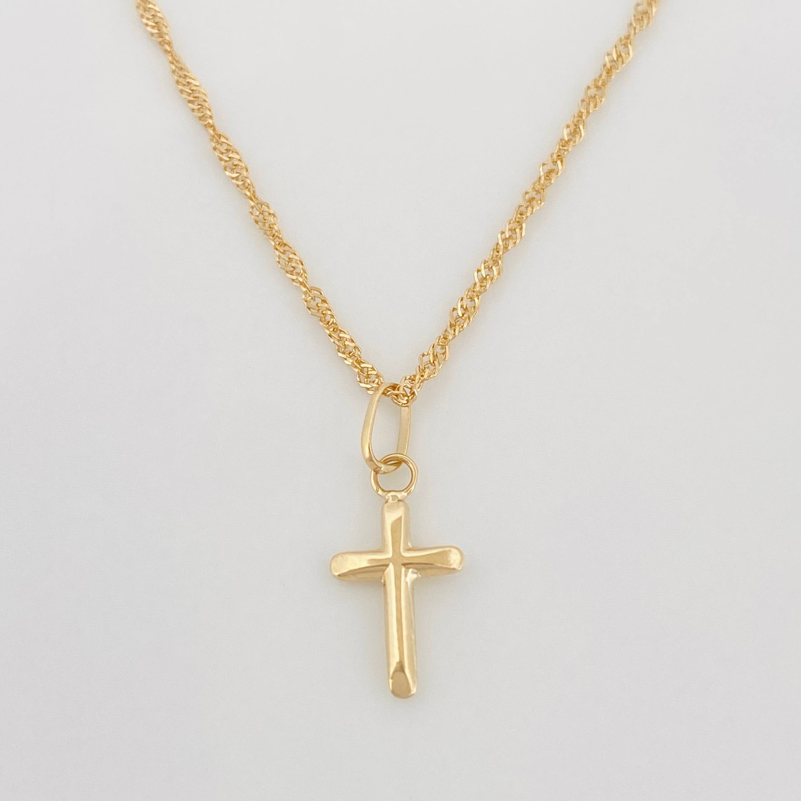 Set Cadena Lazo + Dije Cruz / 1.85 g / 17 3/4 in Oro Amarillo 18K