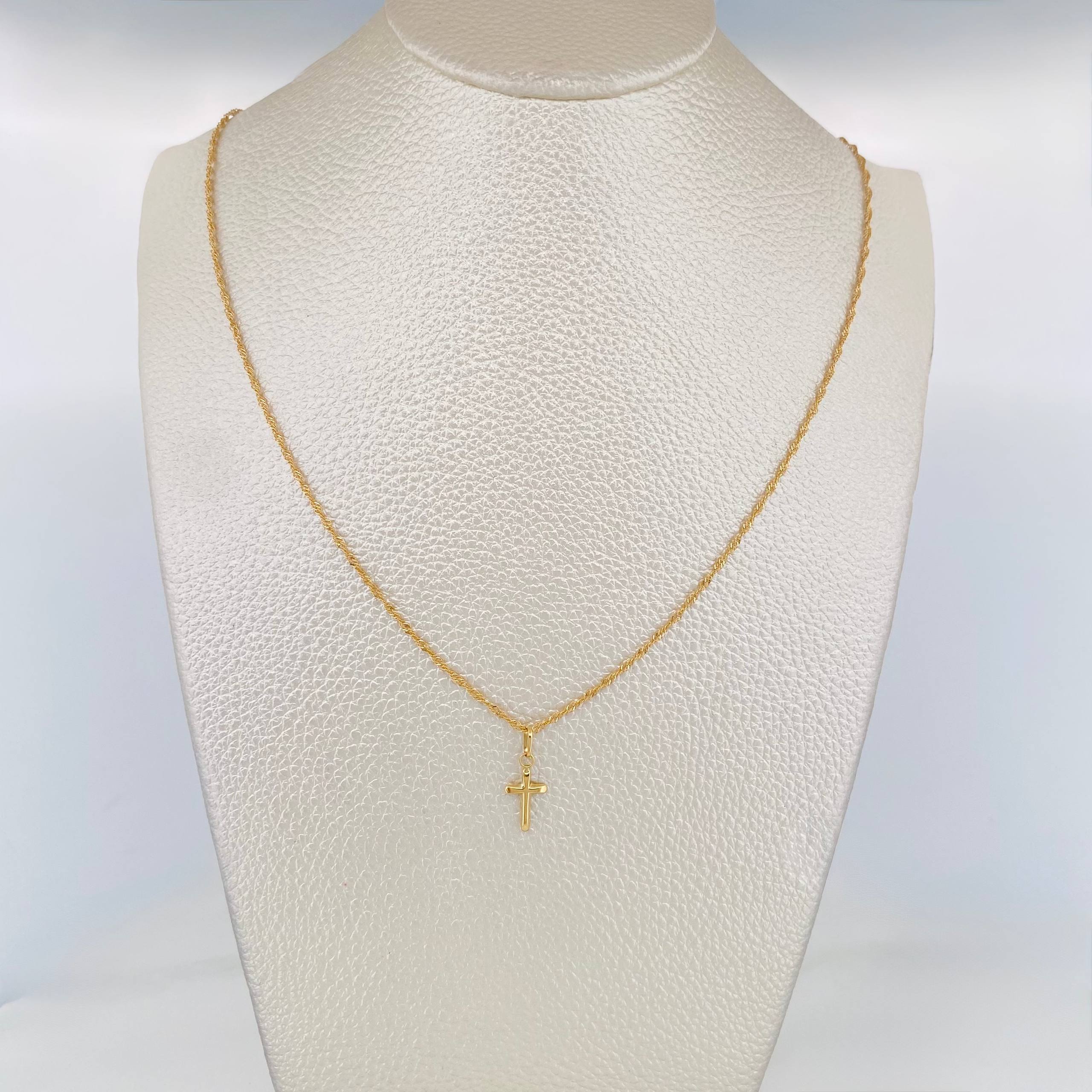 Set Cadena Lazo + Dije Cruz / 1.85 g / 17 3/4 in Oro Amarillo 18K