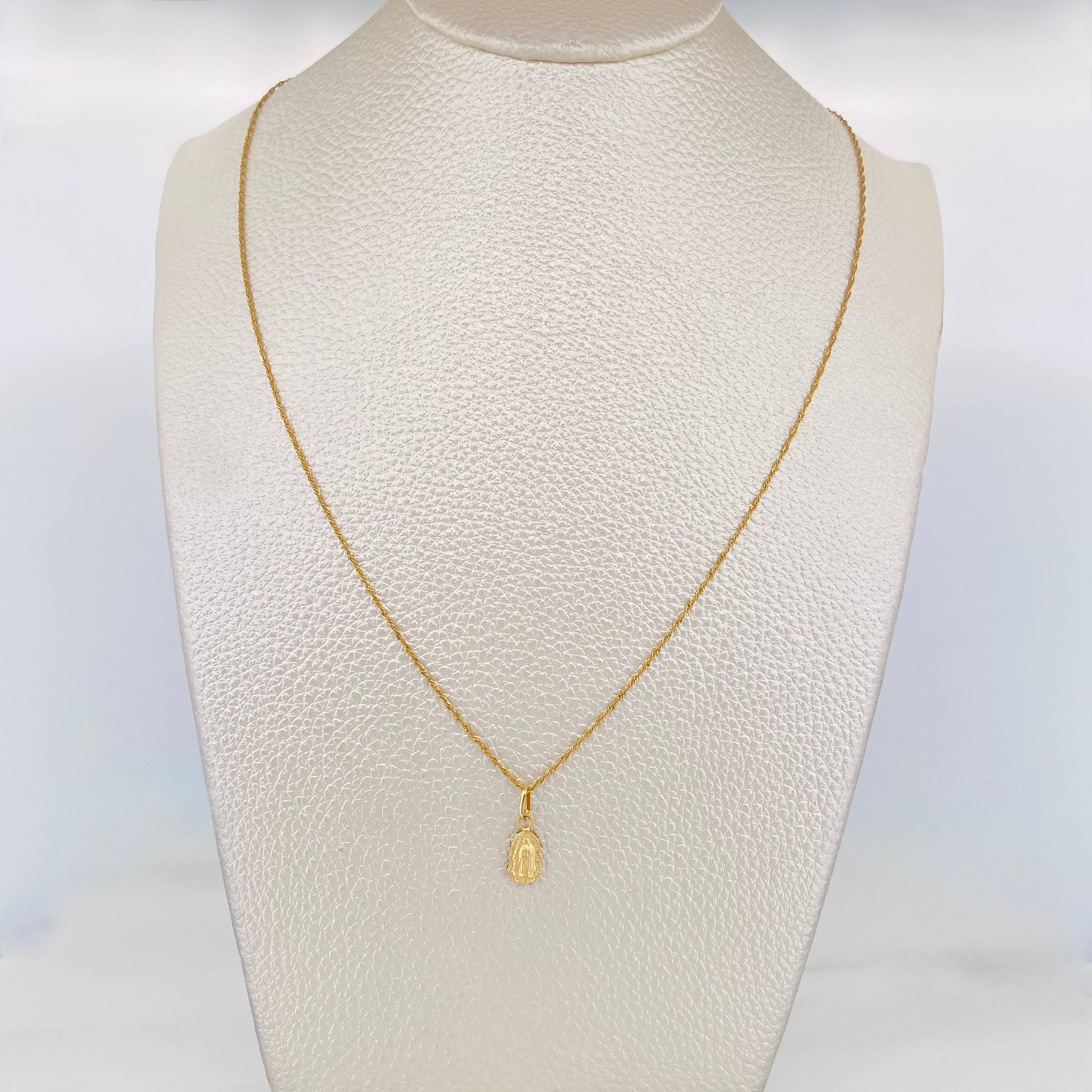Set Cadena Lazo + Dije Silueta Virgen Guadalupe / 1.2 g / 15 3/4 in Oro Amarillo 18K