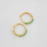 Candongas Carril Esmeralda 16Pts 1.25 g / 1/2 in Oro Amarillo 18K