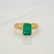 Rectangular Ring with Diamonds 33Pts Emerald 1.23Qts 3.4 g / T6 Yellow Gold 18K